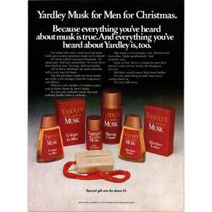 1981 Yardley of London Musk Christmas Gift Vintage Print Ad Cologne 80s Wall Art